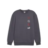 Buzo gris de algodón con cuello redondo y puños acanalados. Estampado vertical con logos de Puma en el frente.