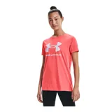 Remera deportiva Under Armour color fucsia con logo blanco estampado en el frente.