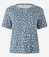 Blusa de pijama con mangas cortas y estampa de corazones.
