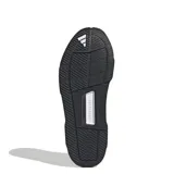 Championes Adidas negros con detalles plateados y suela blanca.