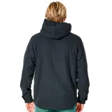 Campera con capucha Rip Curl modelo Gibbos, color azul marino, con forro de sherpa color beige. Cierre frontal con botones a presión y dos bolsillos con solapa en el pecho.