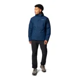 Campera impermeable Columbia Hikebound II Insulated para hombre, color azul marino. Cuenta con tecnología Omni-Tech™ impermeable y transpirable, forro termorreflectante Omni-Heat™, capucha ajustable, cierre frontal con solapa, bolsillos con cremallera y puños ajustables.