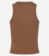 Musculosa marrón acanalada de algodón con cuello redondo.