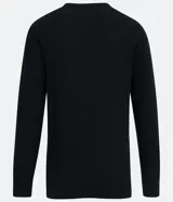 Buzo de punto para hombre en color negro, con cuello redondo y mangas largas. Presenta un estampado frontal en blanco con la inscripción "California Republic", una estrella y la silueta de un oso. Confeccionado en algodón con puños y bajo acanalados.