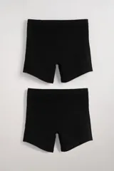 Pack de dos boxers largos de algodón negro con cintura elástica.