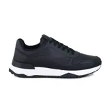 Zapatillas deportivas negras con detalles en blanco, diseñadas para máxima comodidad y versatilidad.