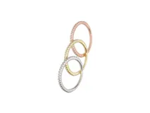 Anillo de plata 925 con baño de oro y oro rosa, adornado con circonitas, diseño medio sin fin.