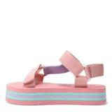 Sandalia con plataforma de goma, color rosa, con tiras ajustables en tonos pasteles.