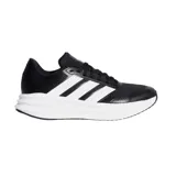 Championes de running Adidas modelo Galaxy Star 2.0, color negro con las icónicas tres tiras laterales en blanco. Presentan un exterior de tela transpirable, mediasuela Cloudfoam para una amortiguación suave y suela de caucho duradera.