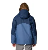 Campera Columbia 3 en 1 color azul marino, con capa exterior impermeable y transpirable, tecnología termorreflectante Omni-Heat™ y forro polar interior. Capucha desmontable y ajustable, puños y dobladillo ajustables, bolsillos con cremallera y protector de barbilla.