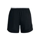 Short deportivo Under Armour Challenger Pro para mujer, color ladrillo con cintura y laterales negros. Logo de la marca en blanco en la pierna derecha.