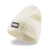 Gorro de lana color blanco con logo de Puma en etiqueta negra.