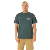 Remera verde oscuro de manga corta con logo Rip Curl estampado en el pecho.