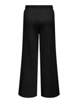 Pantalón ancho negro de punto con efecto lavado ácido y textura suave al tacto.