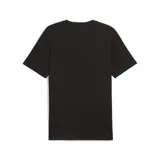 Remera negra de algodón con gráfico de logo de Puma en colores vibrantes.