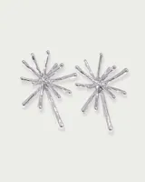 Par de caravanas plateadas de acero quirúrgico hipoalergénico con forma irregular.