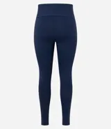 Calza deportiva color bordó con cintura alta y franjas blancas laterales.