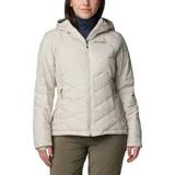 Campera con capucha Columbia Heavenly™ para mujer, color beige. Cuenta con tecnología termorreflectante Omni-Heat™, tela resistente al agua, puños cómodos con orificios para los pulgares y bolsillos con cremallera.
