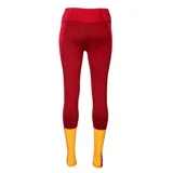 Calza de mujer de tiro medio, color bordó con detalles amarillos, diseñada para brindar comodidad y soporte durante actividades deportivas.