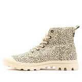 Botas Palladium Pampa Hi con estampado de lunares negros sobre fondo beige.