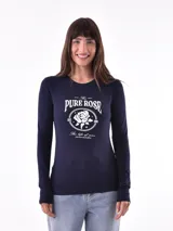Remera color tostado de manga larga con cuello redondo y estampado de un águila y la palabra 'Merica.