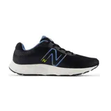 Championes New Balance 520 V8, color negro con detalles en azul y amarillo, diseñados para running.