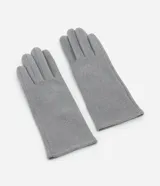 Guantes grises de poliéster y poliuretano, con detalle touch screen en uno de los dedos.