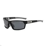 Lentes de sol unisex con montura negra y lentes polarizados azules con filtro UV400.