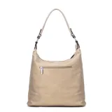 Cartera negra de símil cuero con doble cierre superior, bolsillo frontal con tapa y broche magnético, bolsillos laterales con cierre y correa larga regulable y desmontable.