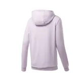 Buzo canguro Reebok color lila con capucha y logo Vector blanco estampado en el frente.