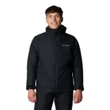 Campera Columbia Whirlibird V para hombre, color negro. Sistema Interchange 3 en 1 con capa exterior impermeable y capa interior aislante. Costuras selladas Omni-Tech™, forro termorreflectante Omni-Heat™ y aislamiento Thermator™ 100 % poliéster reciclado. Capucha ajustable, ventilación en las axilas, faldón para nieve, múltiples bolsillos y dobladillo ajustable con cordón.