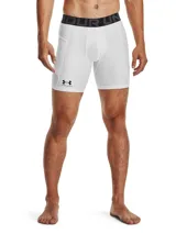 Short de compresión gris con cintura elástica negra con logo Under Armour.