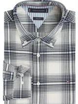 Camisa de algodón oxford a cuadros, con cuello abotonado, corte regular y logo de Tommy Hilfiger bordado en el pecho.