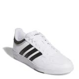 Championes Adidas Hoops 4.0 blancos con detalles en negro, con las tres tiras características de la marca en los laterales.