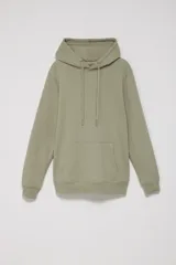 Hoodie deportivo verde con capucha y cordón ajustable.