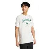 Remera Adidas color crema con estampa frontal verde con el logo de Adidas y la inscripción "Tennis Club".