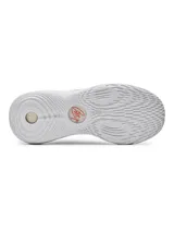 Championes de baloncesto unisex Curry 11, color gris con detalles en blanco y suela blanca. Diseñados para ofrecer rebote, agarre y estabilidad.