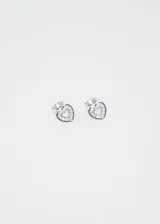 Par de caravanas de plata 925 con forma de corazón y zirconias incrustadas.