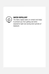 Cazadora relaxed fit color gris oscuro, confeccionada en tejido técnico repelente al agua. Tiene cuello solapa de cuero negro, manga larga con puños ajustables, bolsillos de vivo en la cadera, bolsillo interior, bajo ajustable con cordón y cierre frontal con cremallera oculta por solapa con botones.