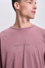 Remera manga corta oversize color marrón con estampa de mariposa en la espalda.