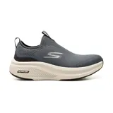 Championes Skechers Go Run Elevate Upraise 2.0 color gris, sin cordones, con capellada de tejido elástico, plantilla Air-Cooled Goga Mat, amortiguación Ultraligera y tecnología M-Strike.
