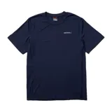 Remera deportiva azul marino de manga corta con logo de la marca estampado en el pecho.
