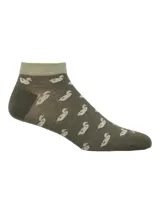Calcetines tobilleros color verde oliva con estampado de patos color crema.