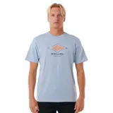 Remera celeste de manga corta con logo de Rip Curl estampado en el pecho.