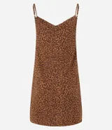 Vestido corto de viscosa con estampado de leopardo, de corte holgado, escote en V y breteles finos. Marca Blue Steel.