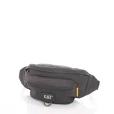 Riñonera unisex Caterpillar modelo Raymond, color azul con detalles en negro y logo de la marca en amarillo. Cuenta con bolsillo trasero secreto, hebilla para llavero, correa ajustable y dos compartimentos con cierre. Volumen de 2 litros.