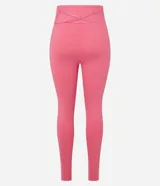 Calza deportiva larga color rosa con pretina alta y compresión media.