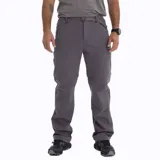Pantalón largo desmontable color gris, con cinturón ajustable, bolsillos laterales y trasero con cierre.