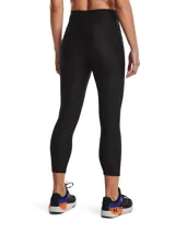 Calza de mujer Under Armour HeatGear® de tiro alto hasta el tobillo, color gris azulado, con cintura antideslizante y logo en la pierna.