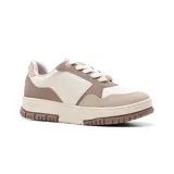 Championes urbanos Via Marte modelo Lara, color blanco con detalles en beige y marrón.